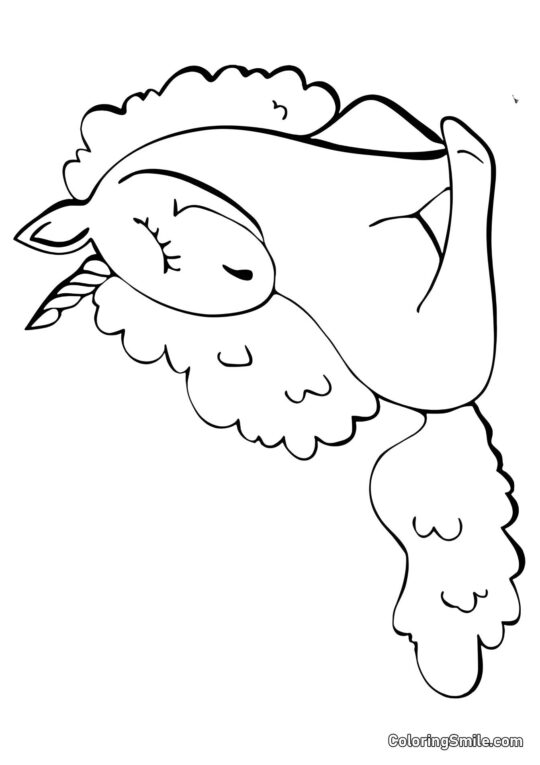 Siddende enhjørning - Farvelægningsside