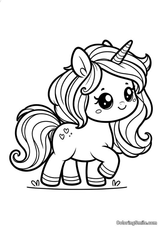 Sød enhjørning - Farvelægningsside