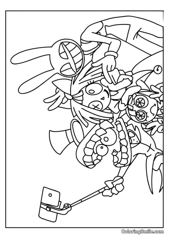 Keyn Tager Selfies med Venner - Farvelægningsside