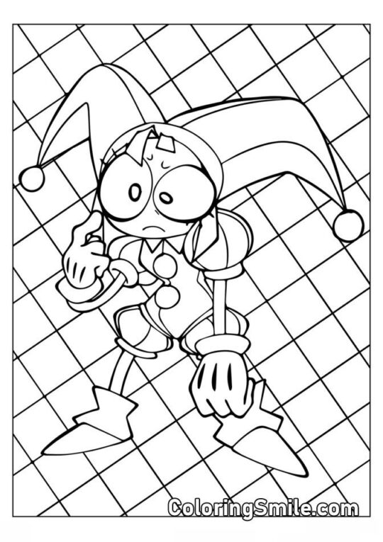 Pomni på et Tjekket Baggrund - Farvelægningsside