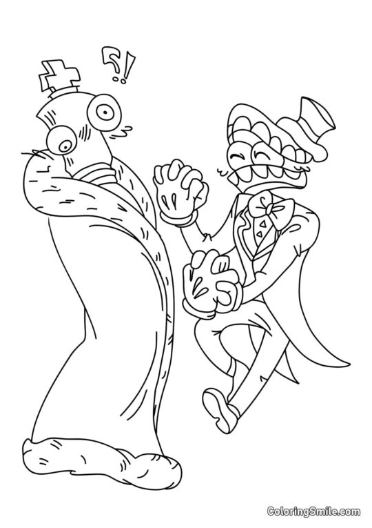 Korall og Keyn Danser - Farvelægningsside