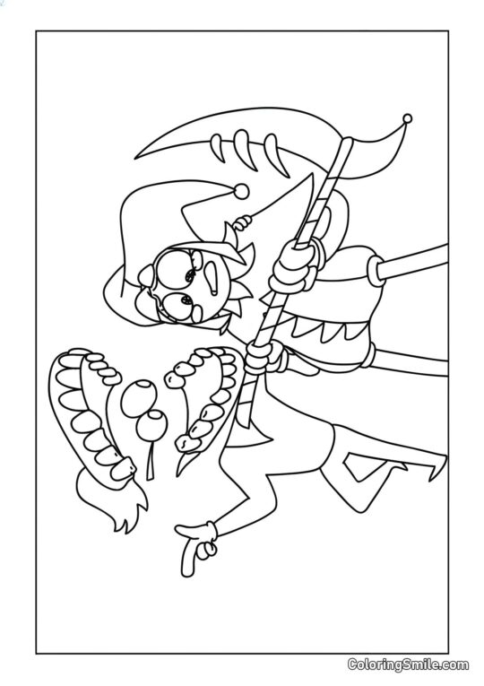 Keyn og Pomni med en Kat - Farvelægningsside