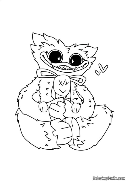 Baby Huggy Wuggy med en kanin Baby Huggy Wuggy med en kanin - Farvelægningsside