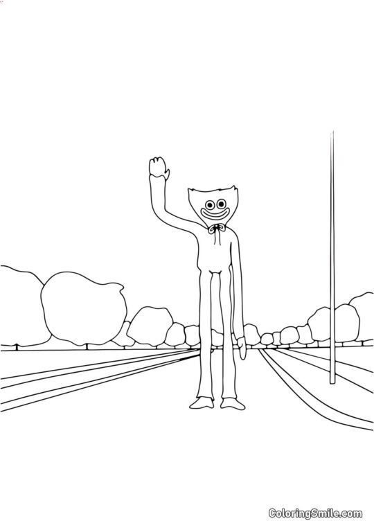 Huggy Wuggy på vejen Huggy Wuggy på vejen - Farvelægningsside