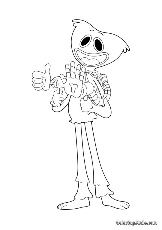 Huggy Wuggy med gamerhænder Huggy Wuggy med gamerhænder - Farvelægningsside