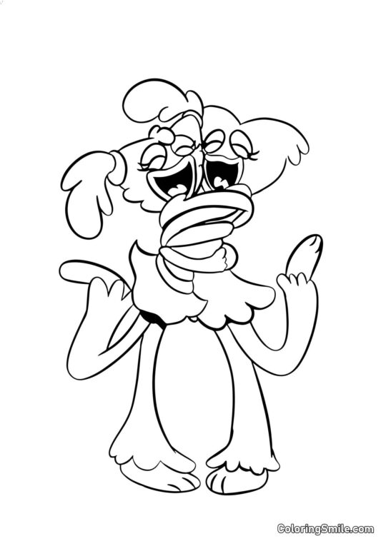 Huggy Wuggy og Kissy Missy krammer Huggy Wuggy og Kissy Missy krammer - Farvelægningsside