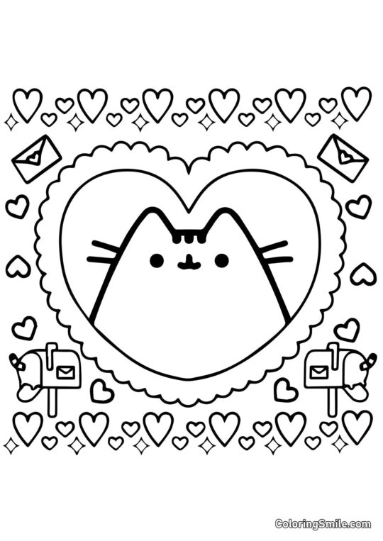 Pusheen katten valentinsdag Pusheen katten valentinsdag - Farvelægningsside