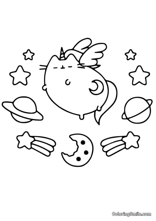 Enhjørning Pusheen katten Enhjørning Pusheen katten - Farvelægningsside