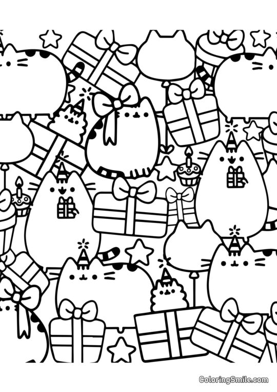 Pusheen katten jul Pusheen katten jul - Farvelægningsside