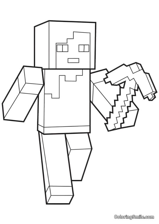 Alex med Pickaxe Alex med Pickaxe - Farvelægningsside