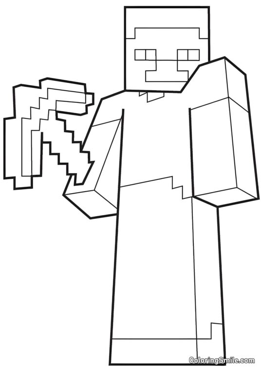 Spiller med Pickaxe Spiller med Pickaxe - Farvelægningsside