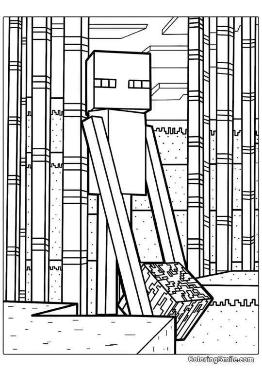 Enderman Bærer en Blok Enderman Bærer en Blok - Farvelægningsside