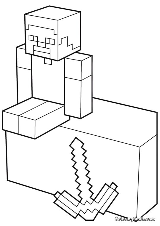 Mand med Pickaxe Mand med Pickaxe - Farvelægningsside