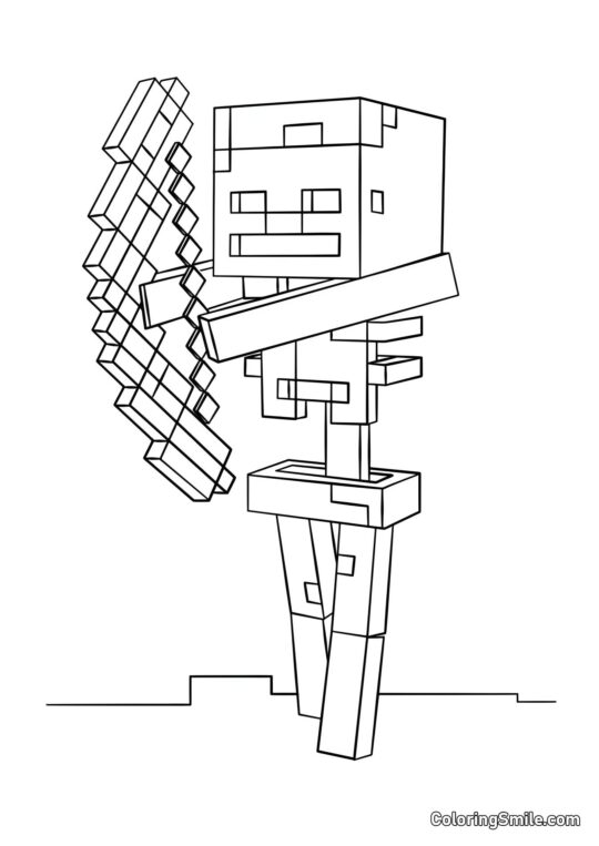 Skelet med Bue Skelet med Bue - Farvelægningsside
