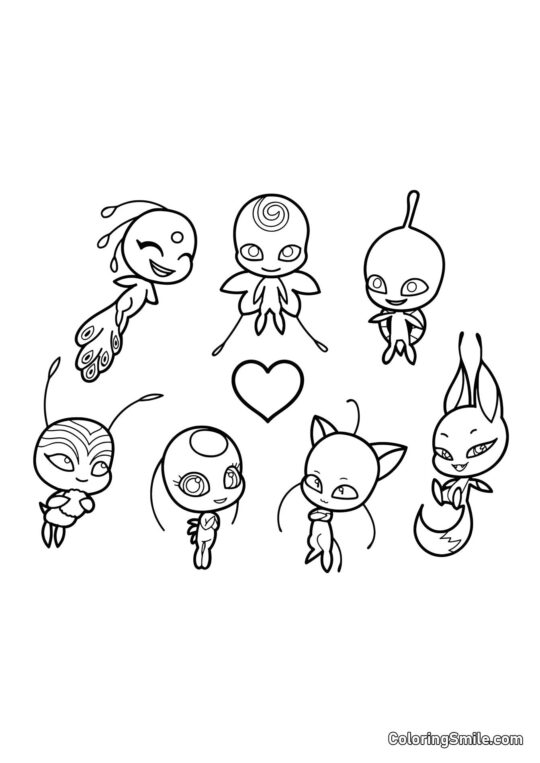 Mange Forskellige Kwamis - Farvelægningsside