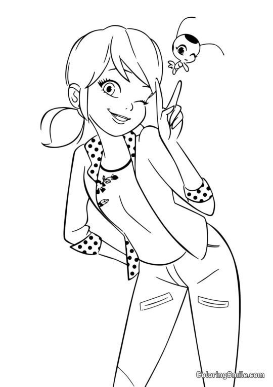 Marinette Dupain-Cheng med Kwami - Farvelægningsside