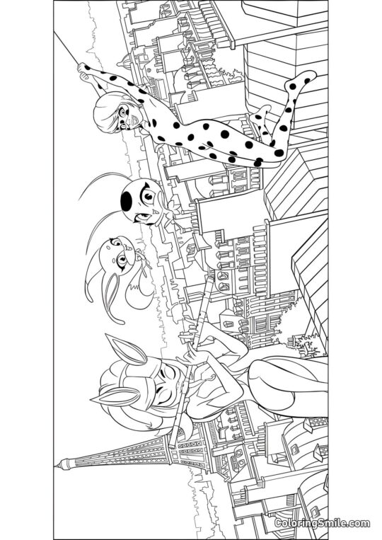 Marihøne og Rena Rouge - Farvelægningsside