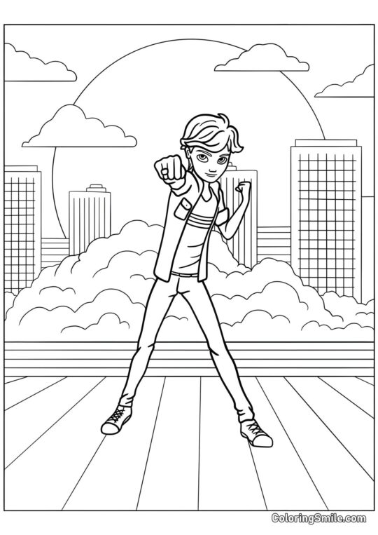 Adrien Agreste Kaldende Plagg - Farvelægningsside