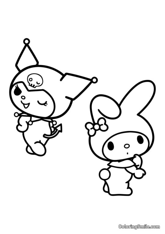 Kaninerne Kuromi og My Melody - Farvelægningsside