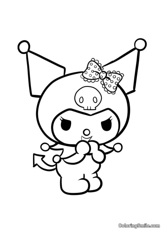 Kuromi med Sløjfe - Farvelægningsside