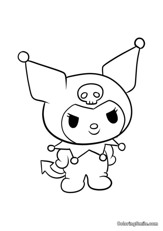 Kuromi Smilende - Farvelægningsside