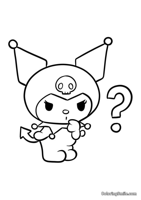 Kuromi Forvirret - Farvelægningsside