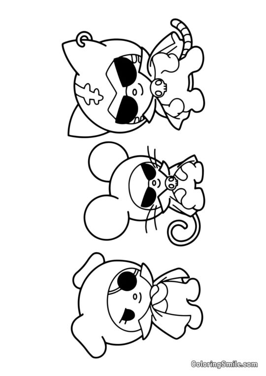 Wanmi, Chumi, og Nyanni fra Kuromis Bande - Farvelægningsside