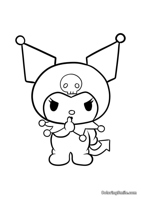 Kuromi Beder om Stilhed - Farvelægningsside