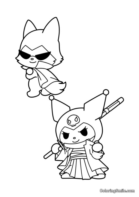 Kuromi og Fuchs Konmi - Farvelægningsside