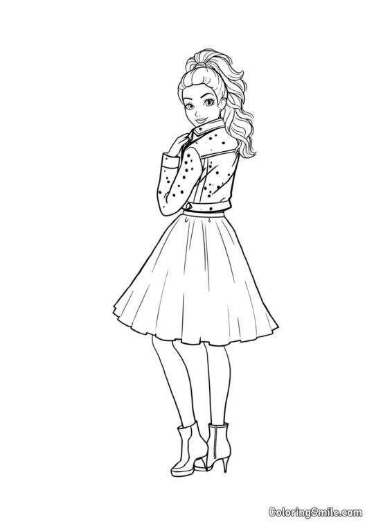 Barbie i en jakke og nederdel - Farvelægningsside