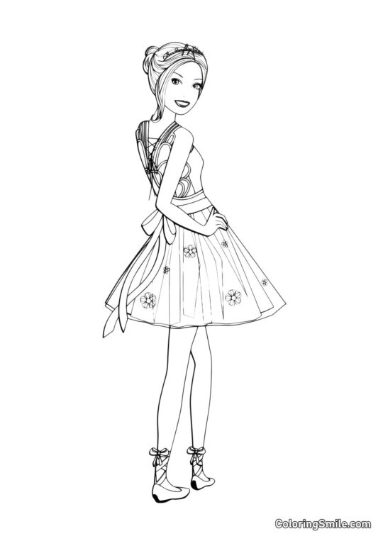 Barbie i en kort kjole - Farvelægningsside