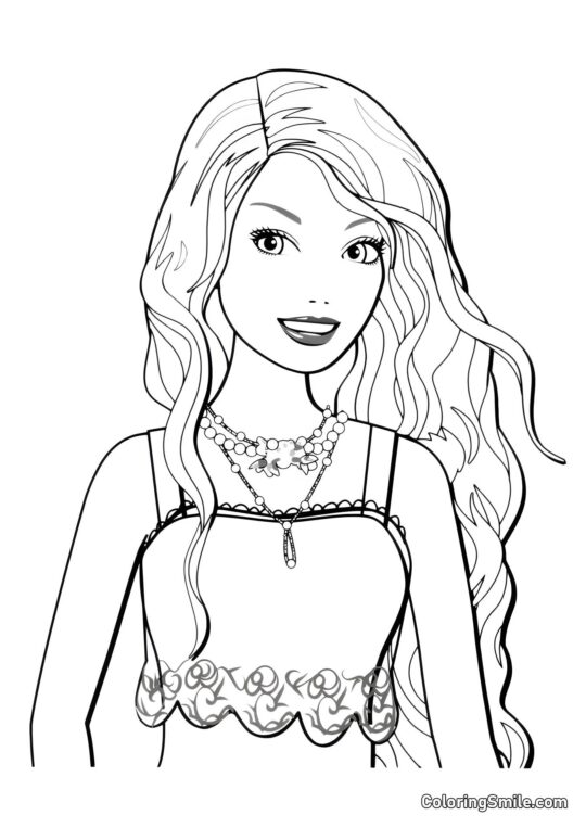 Barbie har krøllet sit hår - Farvelægningsside