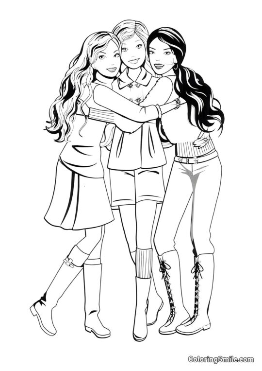 Uadskillelige venner Barbie - Farvelægningsside