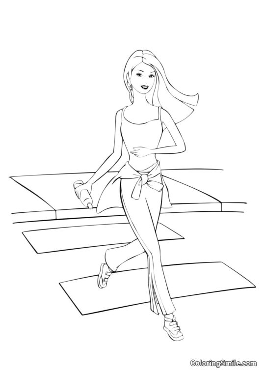 Barbie på en joggetur - Farvelægningsside