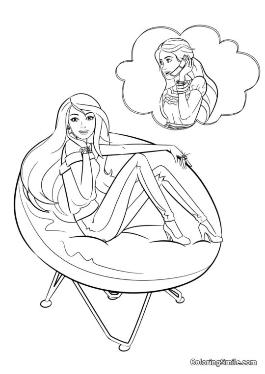 Barbie taler med en ven - Farvelægningsside