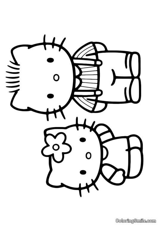 Kitty Talende med Far - Farvelægningsside