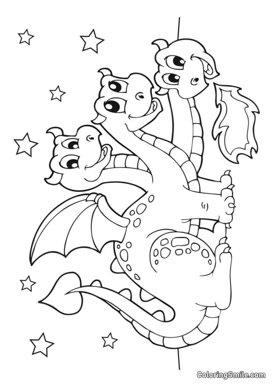 Tre-Hovedet Drage - Farvelægningsside