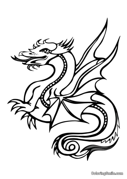 Mythisk Drage - Farvelægningsside