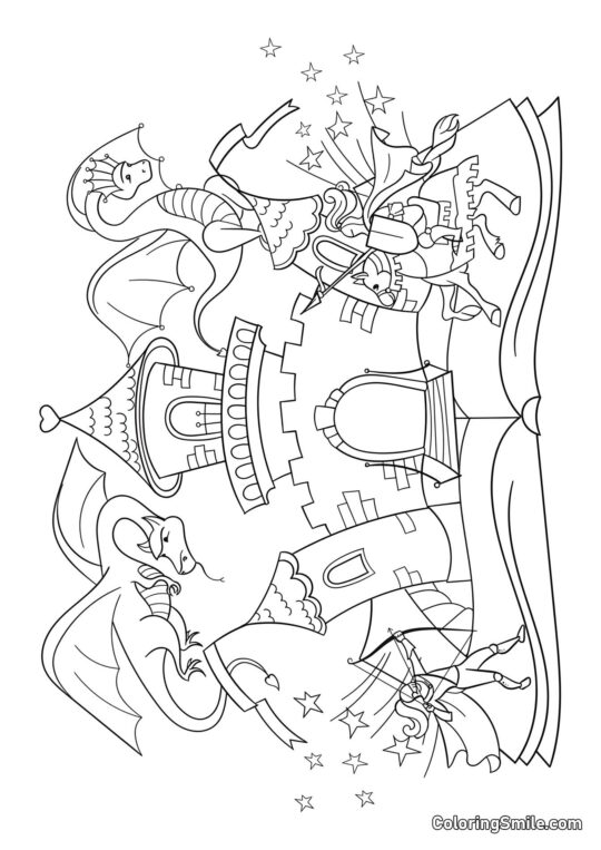 Eventyr med Drager - Farvelægningsside