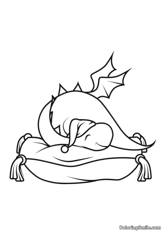 Sovende Baby Drage - Farvelægningsside