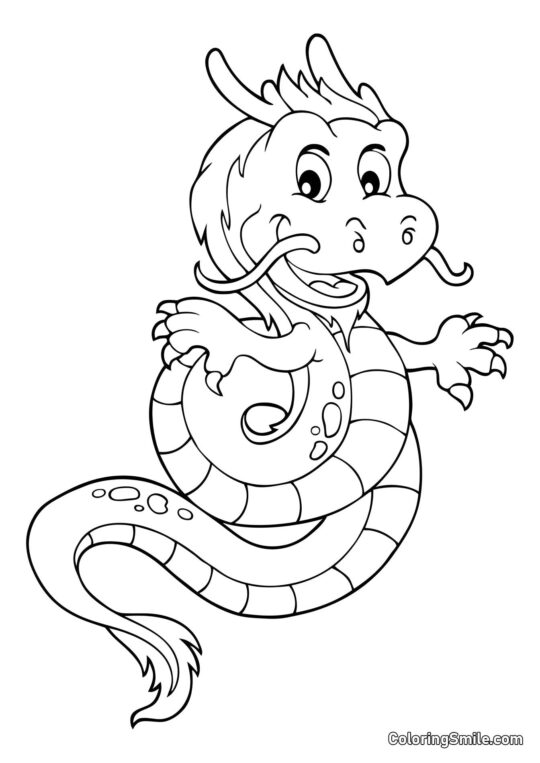 Kinesisk Stil Drage - Farvelægningsside