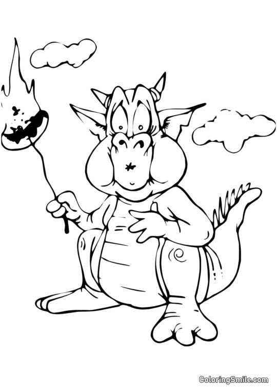 Drage Tænker på at Eksplodere - Farvelægningsside