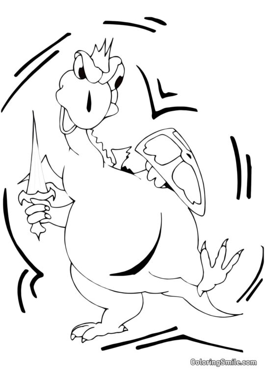 Vred Drage med et Sværd - Farvelægningsside