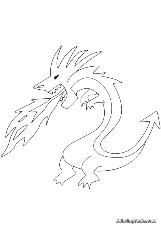 Flammende Drage - Farvelægningsside