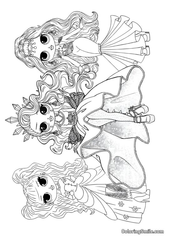 LOL OMG Venner i Kjoler - Farvelægningsside