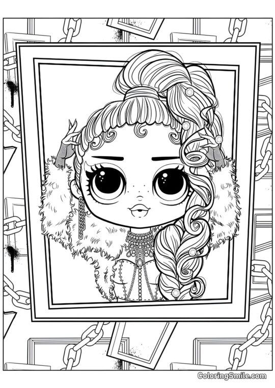 LOL OMG Podium Gudinde i Ramme - Farvelægningsside