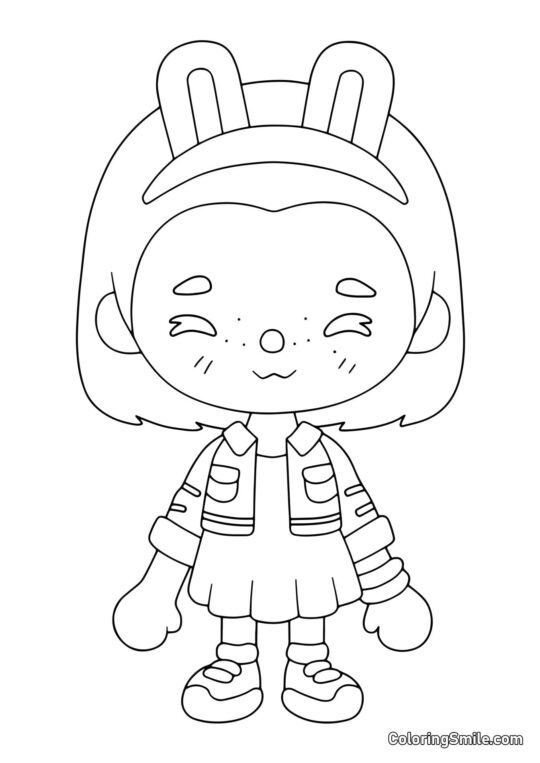 Toca Boca pige med kaninører Toca Boca pige med kaninører - Farvelægningsside