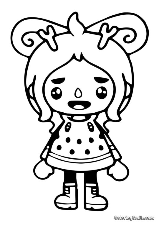 Toca Boca pige med horn Toca Boca pige med horn - Farvelægningsside