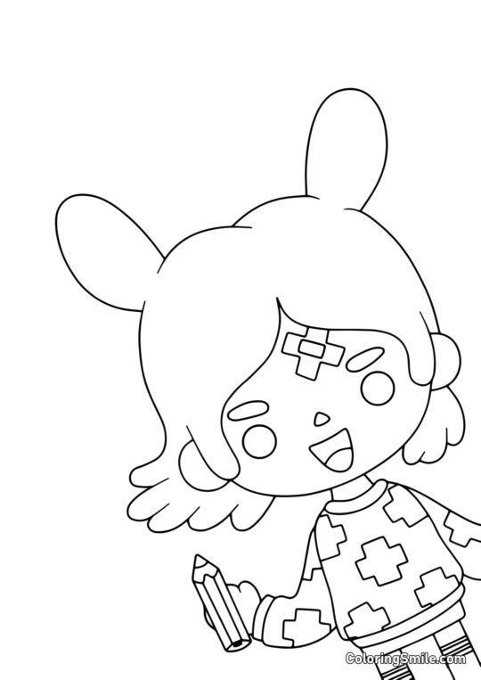 Toca Boca Rita med en blyant Toca Boca Rita med en blyant - Farvelægningsside