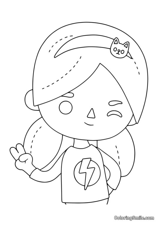 Toca Boca pige med lyn Toca Boca pige med lyn - Farvelægningsside